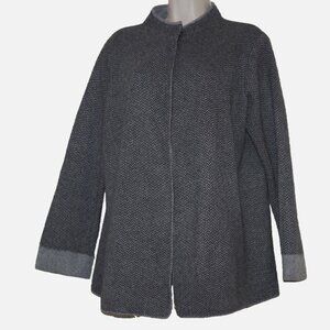 Benedetta B. Women’s Merino Wool Cashmere Blend herringbone Gray cardigan Size L